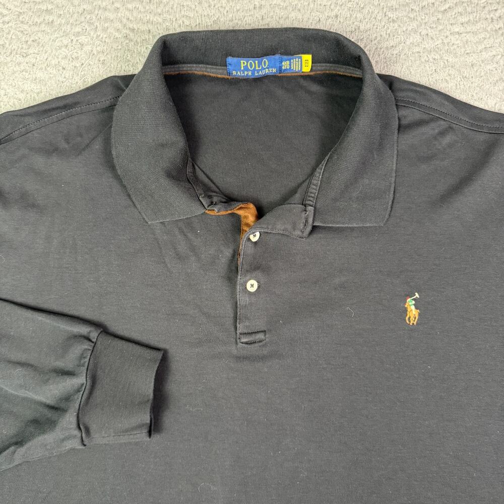 Polo Ralph Lauren Shirt Mens 4XB Black Flesh Pony Pima Soft Touch Long Sleeve